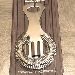 6684 NEW 2 in 1 STRAINER & BOTTLE OPENER Barware Style Works Stainless Steel